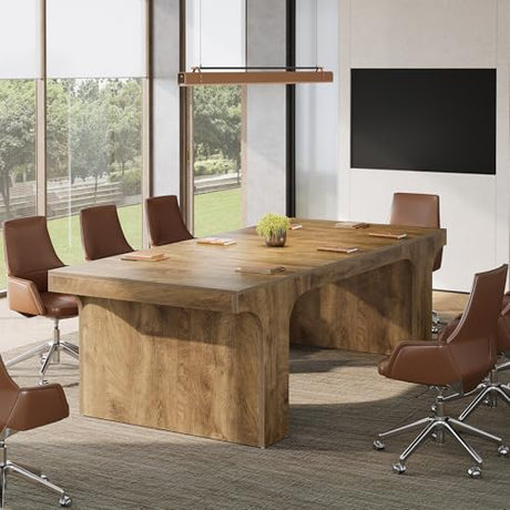 Tribesigns 70.87" W x 31.5" D Executive Conference Table for 6-8, Large Office Meeting Table, Simple Computer Writing Desk Workstation for Meeting Room, Boardroom, Wood Grain Tribesigns