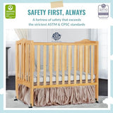 Dream On Me 2-In-1 Lightweight Folding Portable Stationary Side Crib In Natural, Greenguard Gold Certified, Baby Crib To Playpen, Folds Flat For Dream On Me