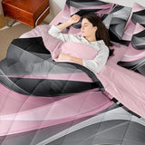 Pink Gray Black Spiral Full 7 Piece Bedding Set For Kids Teen Adults,Black Grey Abstract Stripes Geometric Bed In A Bag Modern Minimalists Swirls Comforter Set With Sheets Contemporary Art Bed Set Erosebridal