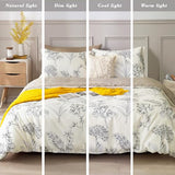 LEMIROE 100% Cotton Duvet Cover King Size,Vintage Design with Luxrious Black Sketched Flowers & Leaves on Cream,Reversible Taupe Bed Sets 3Pcs,Button Closure LEMIROE