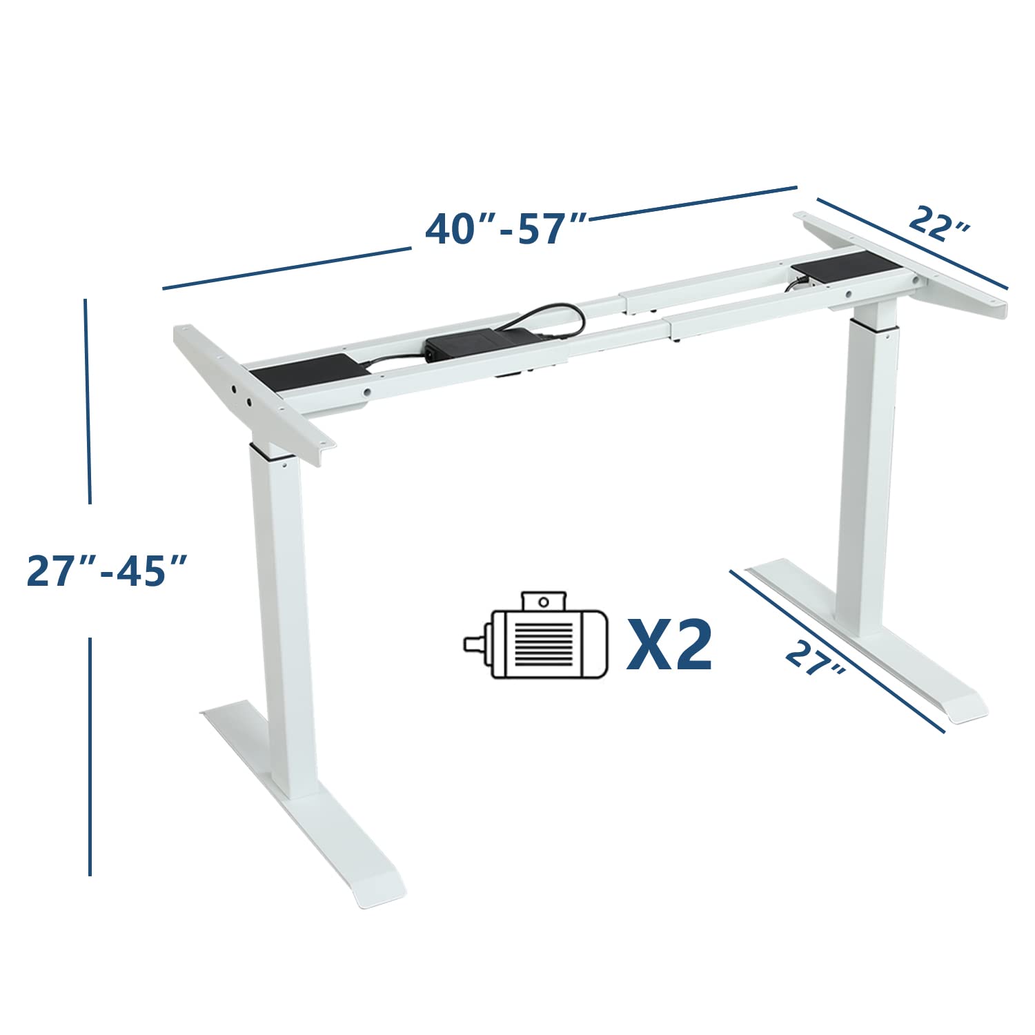 HEONAM Dual Motor Electric Standing Desk, 63 x 30 Inches Height Adjustable Table with Splice Board, Ergonomic Sit Stand Computer Desk with White - WoodArtSupply