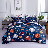 Wajade Sports Comforter Set - 7 Piece Queen Bedding with 3D Soccer, Basketball, Baseball, Football Design for Kids Wajade