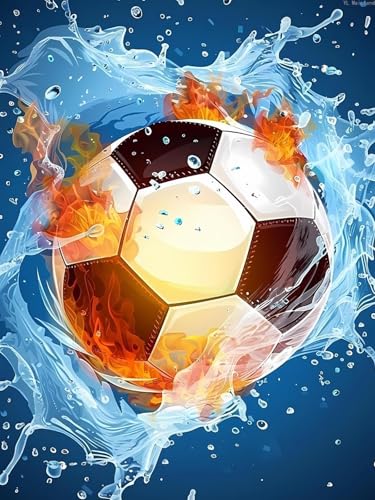 YL Mainland 5D Soccer Ball in Water Diamond Painting Kits for Adults DIY Soccer Diamond Art Kits for Beginner Full Drill Soccer Diamonds Painting Gem Art for Gift Wall Decor 12x16 inch YL Mainland
