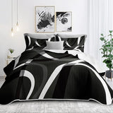 weesire Black and White Bedding Quilt King Size with 2 Shams, Modern Stripe Comforter Sets Classic Line Pattern Bedspreads Grey and White Coverlet, 96''x106'' weesire