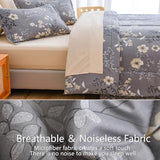 AIKASY Grey King Bed in a Bag 7-Pieces, Comforter Set with Sheets,Tree Branches and Flowers Printing Design,Ultra Soft Down Alternative All Season Bedding Set(King, Grey) AIKASY