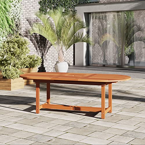 Amazonia Arizona 9 Piece Oval Outdoor Dining Set | Eucalyptus Wood | Durable and Ideal for Patio and Backyard Amazonia