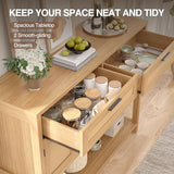 FiveWillowise Buffet Sideboard Cabinet with Open Storage, Boho Storage Cabinet with Rattan Doors and Drawers, Rattan Console Table Coffee Bar Buffet Table for Entryway, Kitchen, Living Room FiveWillowise