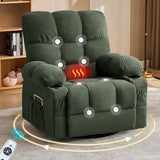 MAHOMICO Swivel Rocker Recliner Chair with Vibration Massage and Heat for Living Room with Rocking Function and Side Pocket,USB Charge Port，2 Cup Holders