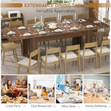 70.8"-110" Extendable Dining Table for 6-12 Person, Wooden Dining Room Table, Modern Extendable Table for Gatherings, Meeting for Small Kitchens, Dining Office Areas(Walnut) Fingertip WD