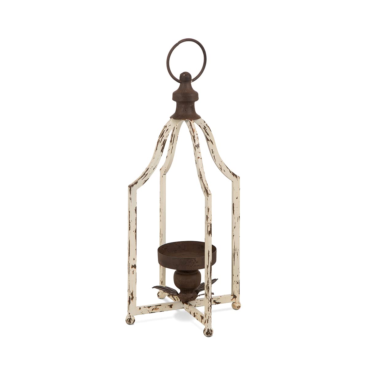 Glitzhome Farmhouse White Metal Lanterns Decorative Hanging Candle Lanterns (White Small) Glitzhome