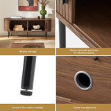 mopio Quin 59" Tambour TV Stand, Fluted Entertainment Center, Mid Century Modern TV Console, Television Stands for 65 Inch TV, Wood Media Storage Cabinet, Table Stand, Living Room (Walnut) mopio