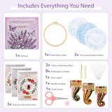 Uniartfy 3 Pack Bee Flower Embroidery Kits for Beginners, Cross Stitch Kit for Adults, DIY Needlepoint with Embroidery Hoop, Tools, Easy to Learn Video & Instructions, Hand Embroidery Starter Kit