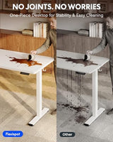 FLEXISPOT EN1 One-Piece Standing Desk with 1-Inch Thick Seamless Desktop, 55"x28" Electric Height Adjustable Desk for Home Office, Multi-Monitor Setups & Easy Assembly, White FLEXISPOT