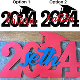 2024 Personalized Name Wood Graduation Cap Sign, Custom Graduation Name Sign, Class of 2024 Grad Photo Shoot Props Party Backdrop Decor for High School or College Graduate Souvenir Gifts BOELRY