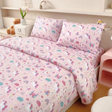 MICORAL Queen Sheets Set Kids, Unicorn Sheets for Boys Girls & Teens, 4 Piece Soft Printed Microfiber Bed Sheets, Deep Pocket Cozy Cute Toddler Bedding Set MICORAL