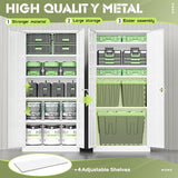 Crownland 72" Lockable Metal Storage Cabinet, Garage Storage Cabinets, High Office Cabinet with Adjustable Shelves for Garage, Home Office,Pantry, File(White) Crownland