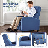 Yaheetech Fabric Recliner Chair Set of 2, Upholstered Reclining Sofa Chair with Pocket Springs for Living Room, Home Theater Seating with Thicker Seat Cushion, Light Blue