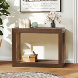 AVZEAR Fluted Entryway Console Table with Storage Shelf, 43" Mid-Century Couch Table Behind Sofa Long and Skinny for Living Room Hallway Entrance Foyer, Walnut AVZEAR
