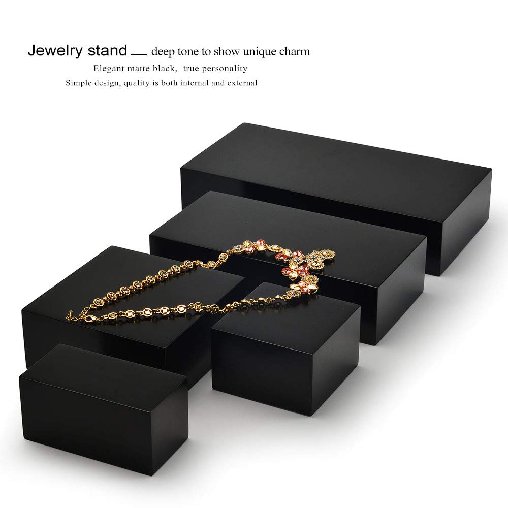 Oirlv Solid Wood Minimalism Style Jewelry Display Stand Showcase Jewelry Organizer Black Square Holder (SM05302) Oirlv
