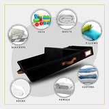 HOMELUX THEORY 2pc Low Profile Under Bed Storage Containers, Thin Under Couch Storage Organizer with Bins & Lids, Underbed Storage Box Ideal for Seasonal Clothes, Blankets, Fabric & Shoes (Black) HOMELUX THEORY