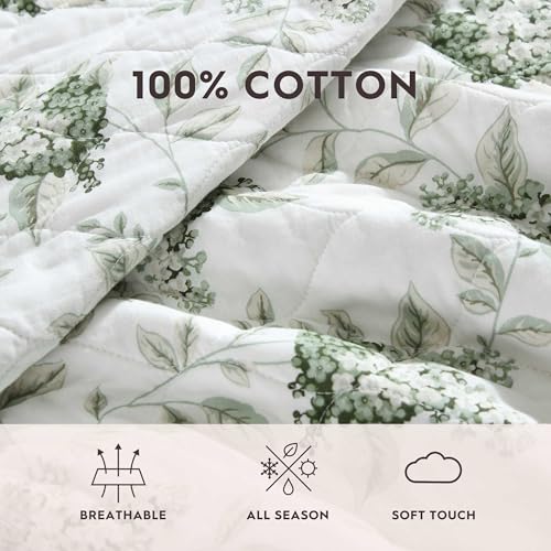 Laura Ashley - Twin Quilt Set, Elegant Lightweight Bedding with Matching Sham(s), Super Soft and Cozy Home Decor (Portland Floral Green, Twin) Laura Ashley