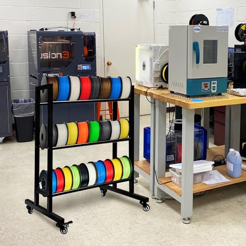 Koretech Filament Storage, 3D Printer Filament Storage Rack, Rolling Filament Spool Holders Racks with Wheels, Heavy Duty Metal 3 Tier Shelf for PLA/ABS/TPU/Nylon, Filaments Organzied for 3D Printing