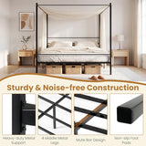 Giantex King Size Metal Canopy Bed Frame, Modern Platform Bed Frame with 4 Poster & Headboard, Mattress Foundation with Sturdy Metal Slat Support, No Box Spring Needed, Easy Assembly, Black