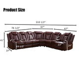 Toseslo Living Room Furniture Sets, Power Reclining Sofa Set, Brown Leather 2 Recliner Sectional with LED Light,Modern Power Recliner Sofa Sets with Cup Holder/Storage Console for Living Room Toseslo