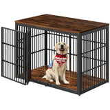 Lyromix 54" Dog Crate Furniture with Foldable Door, XXL Dog Crates for Large Dogs, Wooden Decorative Dog Cage Kennel Indoor End Table, Rustic Brown Lyromix