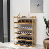 RESTSUKO 6-Tier Free Standing Shoe Racks, Bamboo Wood Shoe Rack for Entryway & Closet, Holds up to 24 Pairs of Shoes RESTSUKO