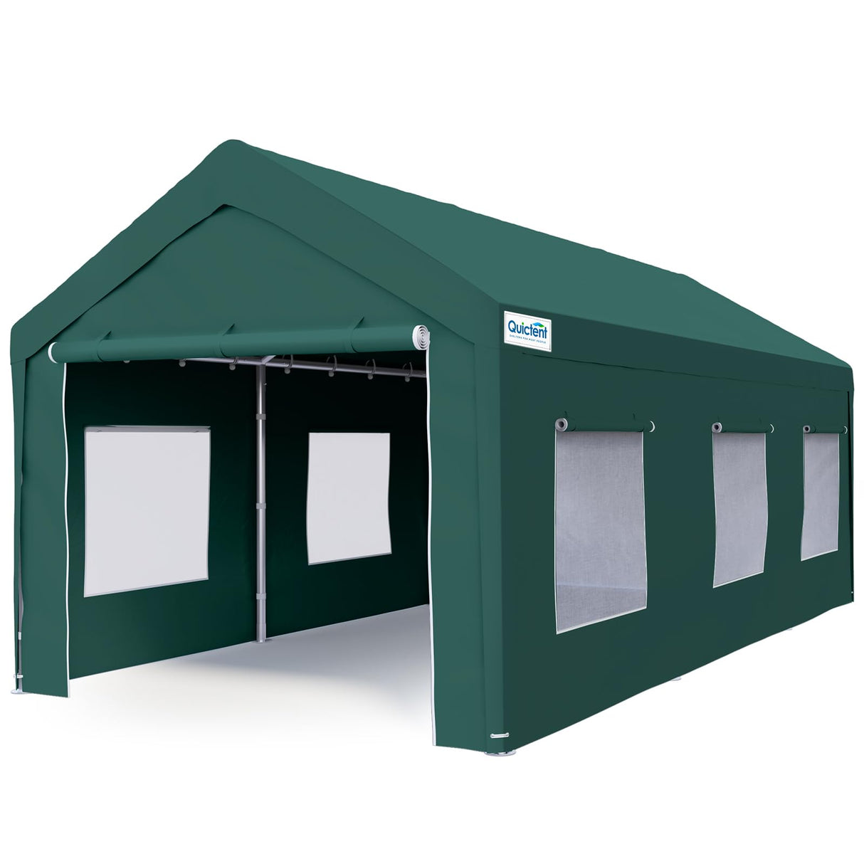 Quictent 10x20 ft Carports with Roll-up Ventilated Windows,Anti-Snow Car Port Heavy Duty Car Canopy RV Carport Canopy Portable Garage Shelter Boat Shelter with 4 Reinforced Steel Cables-Green Quictent