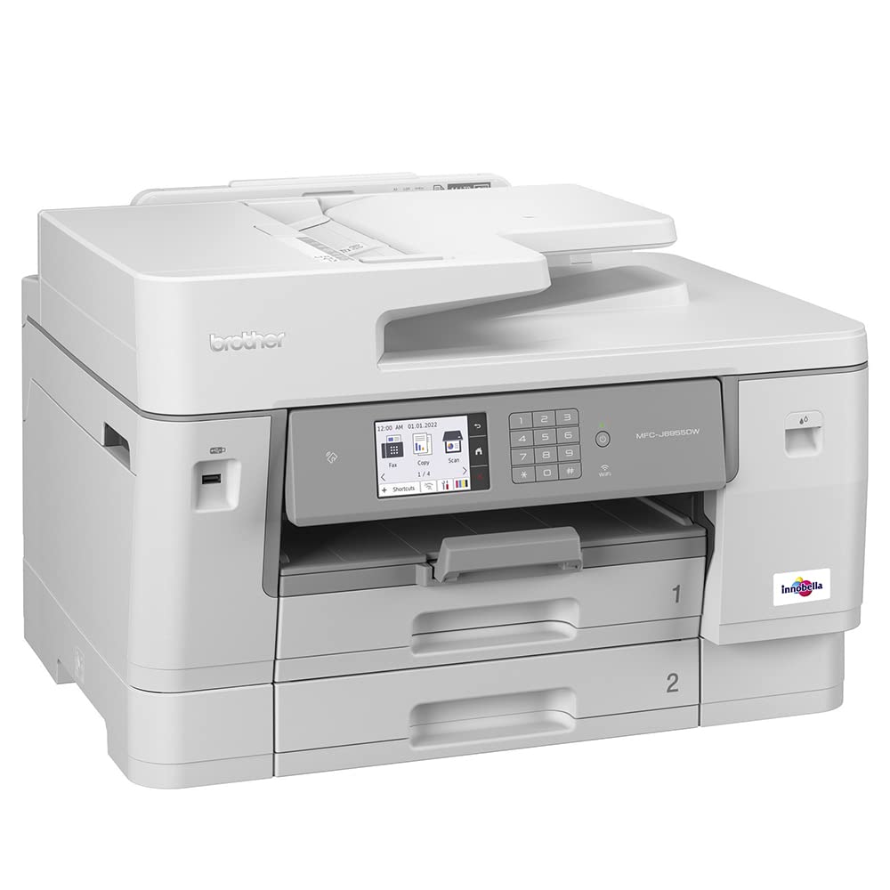 Brother MFC-J6955DW INKvestment Tank Color Inkjet All-in-One Printer with Wireless, Duplex Printing, 11” x 17” Scan Glass and Up to 1-Year of Ink in-Box,White