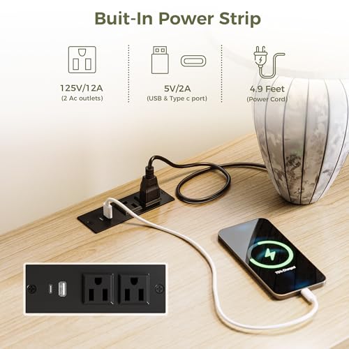 IRONCK Fluted Night Stand Set of 2, Modern Nightstand with Charging Station, Drawers and Open Shelves - Bedside Table Wood Side Table Set for Bedroom IRONCK