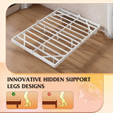 WLIVE Floating Queen Bed Frame, 1500Lbs Heavy Duty Metal Platform with LED Light and Charging Station, No Box Spring Needed, Easy Assembly, No Noise, Queen Size, Black, White WLIVE
