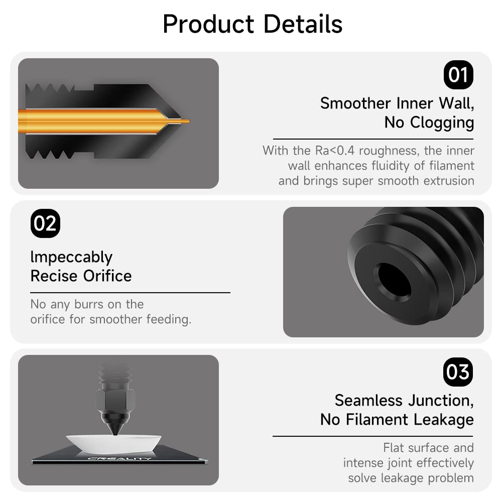 Creality 3D Printer Nozzles Kit, 8PCS High-end Hardened Steel Printer Nozzles with 4 Sizes, 0.25/0.4/0.6/0.8mm Hotend Nozzles for Ender 3/Ender 3 V2/Ender 3 Pro/Ender 3 Max/Ender 5 Series/CR 10 Series Creality