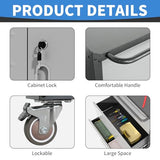 BIZOEIRON Metal Storage Cabinet with Wheels, Rolling Tool Cabinet, Garage Storage Cabinet with 3 Drawer for Tools, Assembly Required (Black/Grey) BIZOEIRON