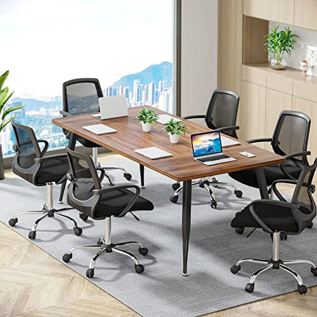 Tribesigns 6ft Conference Table for 6, Modern Conference Room Table with Metal Legs, Rectangular Meeting BoardroomTable for Office, Breakroom, Seminar, Podcast Tribesigns