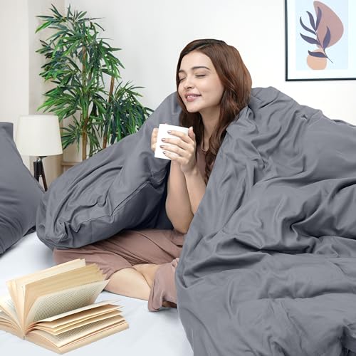 Utopia Bedding Duvet Cover Twin Size - 2 Piece with Zipper Closure - 1 Comforter Cover 68X90 Inches & 1 Pillow Sham 20X26 Inches (Grey) Comforter Not Included Utopia Bedding