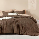 Litanika Brown King Size Comforter Set, 3 Pieces Tufted Boho Farmhouse Bedding Comforter Sets, Lightweight Fluffy Comforter Bed Set for All Season (104x90In Comforter and 2 Pillowcases) Litanika