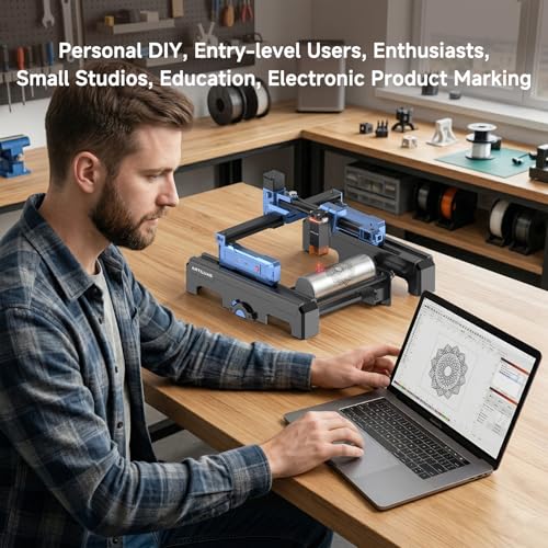 Artilume T1-P Laser Engraver 3000mW, APP Control, Foldable Design with Height Extension and Protective Enclosure, 0.01mm Precision, 200x150mm Engraving Area for Wood, Leather, Acrylic, for Beginners Artilume