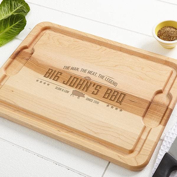 Personalization Universe Personalized Hardwood Cutting Board – “The Man, The Meat, The Legend” - Custom Engraved Cutting Board, BBQ & Grilling Gift, - WoodArtSupply