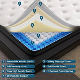 Vantto King Size Mattress, 12 Inch Hybrid Memory Foam Mattress with Pocket Springs for Motion Isolation Pressure Relief, CertiPUR-US Vantto