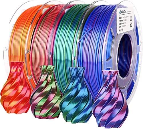 AMOLEN 3D Printer Filament Bundle, PLA Filament 1.75mm, Dual Color Filament, Silk Red Gold, Silk Red Green, Silk Red Blue, Silk Blue Green, 3D Printing Filament 200gX 4 Spools - WoodArtSupply