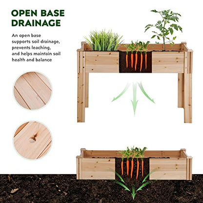 Agitree 2-Way Wood Raised Garden Bed with Detachable Legs, 47 * 23 * 31in, 1-Piece Spliceable Raised Planter Box, Outdoor Elevated Garden Bed for Vegetables Flowers Herb…