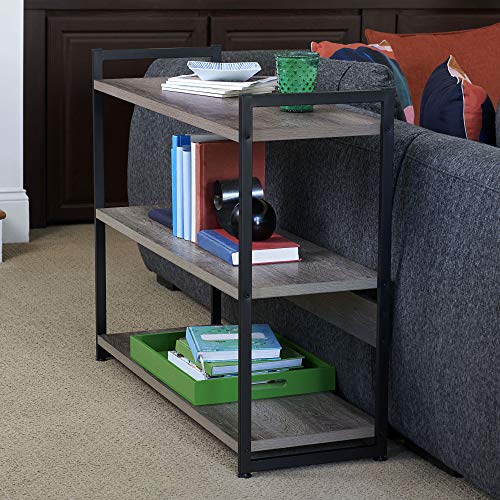 Household Essentials Ashwood 3 Tier Storage Shelf with Metal, Grey Shelves – Black Frame Household Essentials