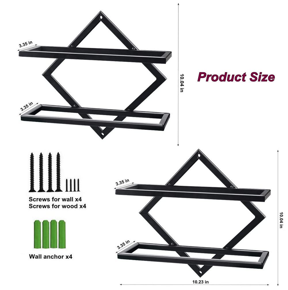 FOSTERSOURCE 2Pcs Metal Wall Mounted Wine Rack Hanging Wine Bottle Holder Wall Organizer Storage Shelf for Home Kitchen Bar Decor FOSTERSOURCE