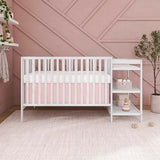 Dream On Me Synergy 3-in-1 Convertible Full-Size Baby Crib & Changer, White, Open Storage, GreenGuard Gold & JPMA, Pinewood, Converts to Day & Toddler Bed, 4 Mattress Heights, 1″ Changing Pad,