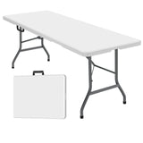 6ft Plastic Folding Table, Portable Camping Table with Carrying Handle, Lock for Picnic, Party, Multipurpose Entertaining Activites - White WoodArtSupply