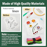 Kenburg Beginners Embroidery Stitch Book, DIY Needlepoint Kits Comes with a Complete Tool Kit, Instructional Tutorial and 6x8 Inch Removable Practice Patterns, Gifts for Craft Lovers, Mom, Women