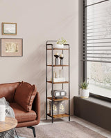 Hzuaneri Bookcase Bookshelf, Narrow Book Shelf, Industrial Corner Shelf Storage Organizer, Slim Shelving Unit for Home Office, Living Room, Bedroom, Kitchen, 5-Tier Rustic Brown and Black BC24501B Hzuaneri